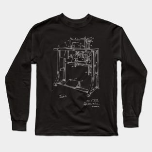 Power Transmission System for Sewing Machine Vintage Patent Hand Drawing Long Sleeve T-Shirt